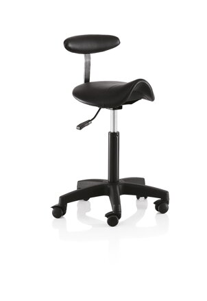 HAIR CARE stolička pre kaderníčku sedlo s opierkou čierna