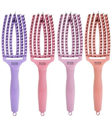 OLIVIA GARDEN Finger Brush set 12 ks kefa na vlasy masážna 6-radová stredná rôzne farby