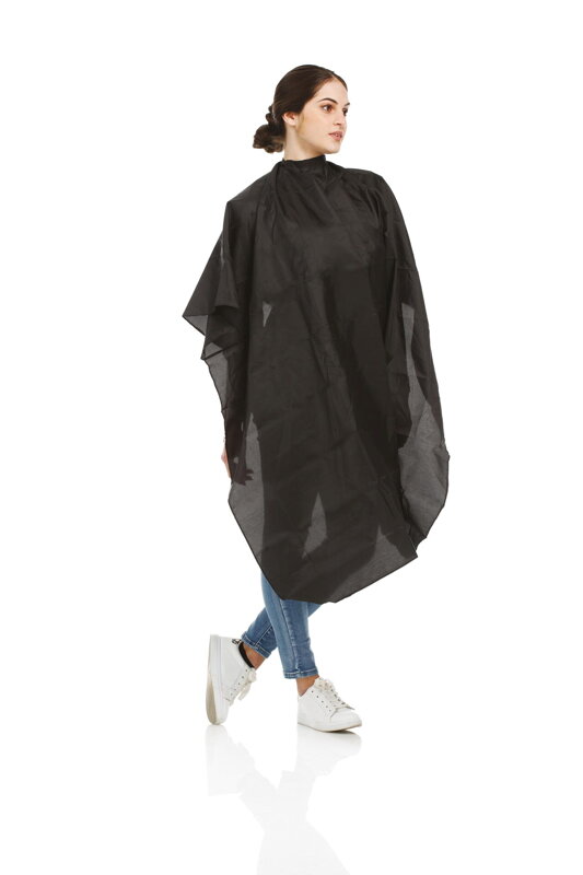 HAIR CARE pláštenka Love 125x145 cm čierna uchytenie okolo krku na háčiky 100% polyester